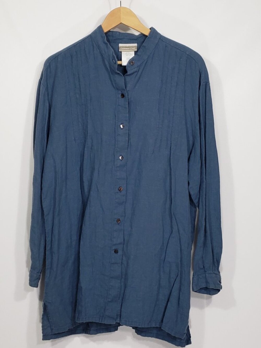 Coldwater Creek  Blue Linen Tunic Buttondown Blouse  Women's XL